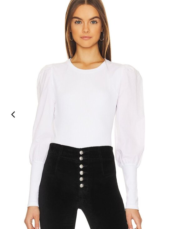 Veronica Beard Tops - Veronica Beard Jeans Donovan White Ribbed Puff Sleeve Top M $198